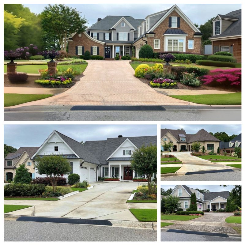 Elegant driveways with curb ramps ensuring smooth vehicle entry