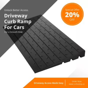 Rubber driveway ramp for improved car clearance 42"L x 24"W x 2.5"H, 3"H & 4"H
