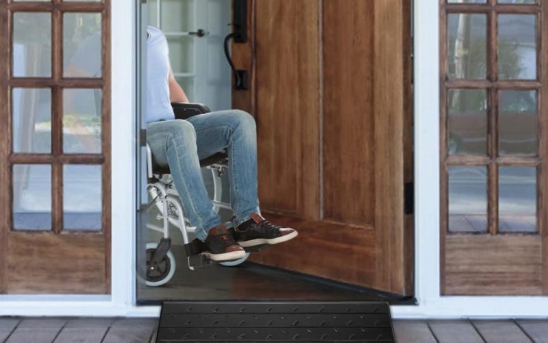 Wheelchair-Friendly Home and Driveway Rubber Threshold Ramp