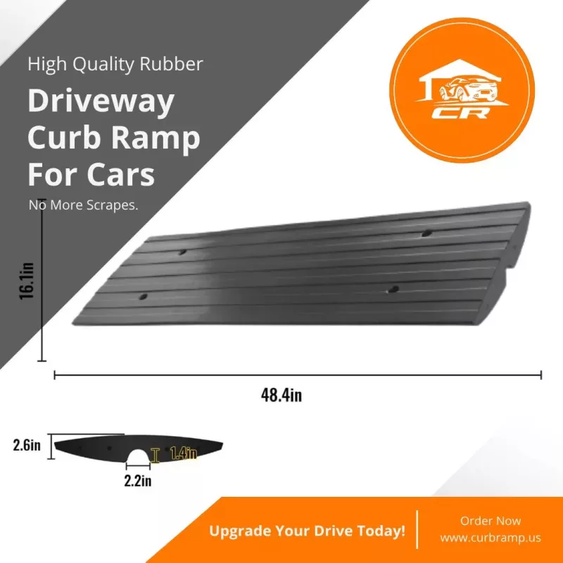 Rubber Curb Ramp For Driveway Car Scraping Prevention
