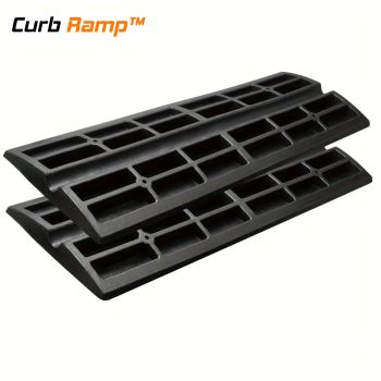 Driveway ramp system for lowered cars with a smooth slope and drainage, preventing scraping and bridging the gap over rolled curb driveway entries.