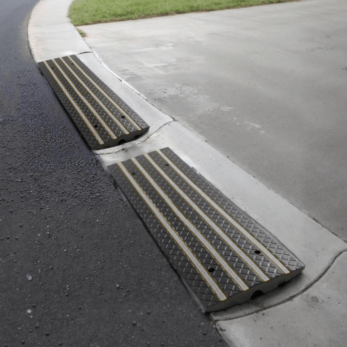 Curb Master Pro Installed – Rolled Curb Driveway Ramp Setup for Low Cars Installed rolled curb driveway ramps for low car clearance and smooth entry