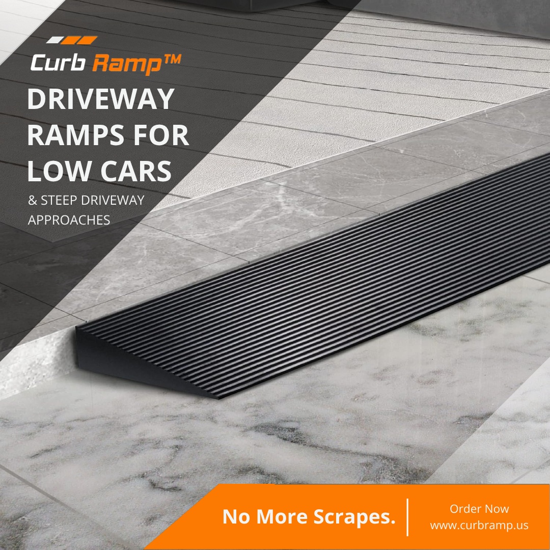 Rubber Curb Ramp for Low Cars on Steep Driveways