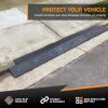 Driveway ramp for smooth transitions over steep driveway angles with a lip, preventing vehicle scraping.