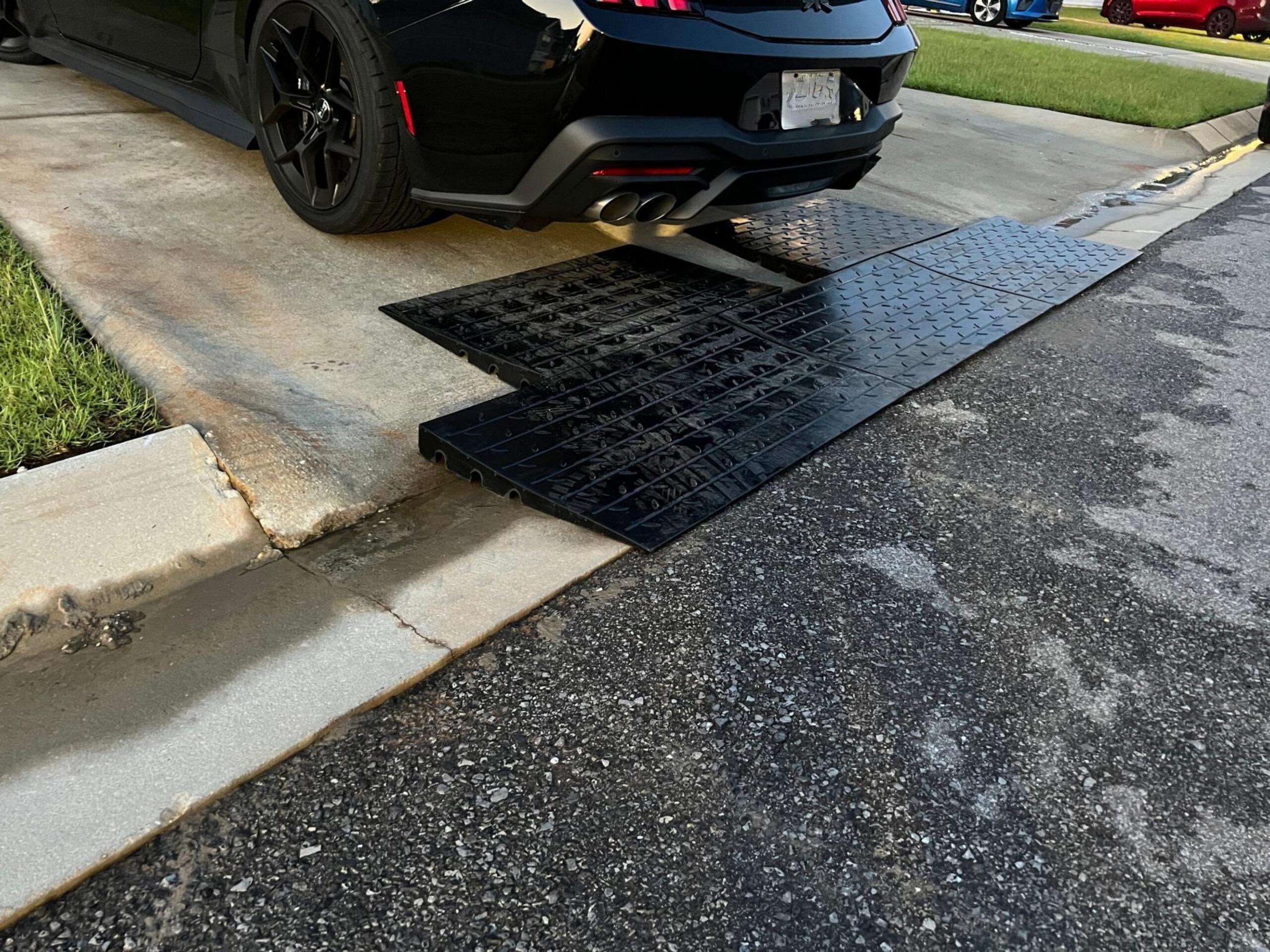 steep-driveway-entry-ramp-bumper-scraping-solution-low-car-clearance