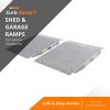 Pair of aluminum shed and garage ramps for safe and easy access.