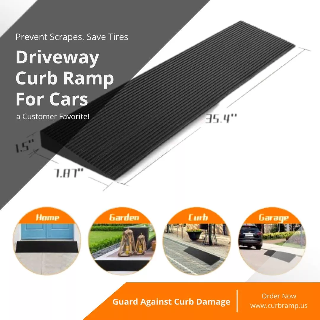 Driveway ramp for smooth vehicle access 35.4"L x 7.87"W x 1.5"H