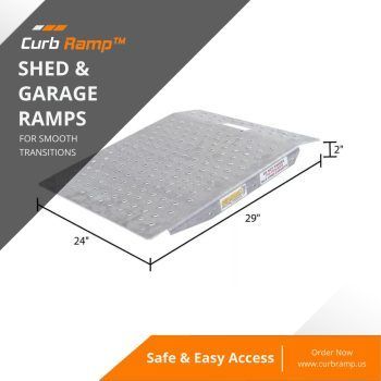 Shed and garage aluminum ramp for easy access and smooth transitions