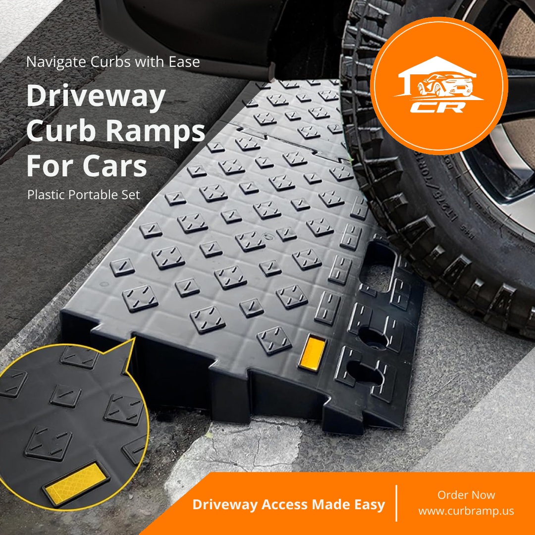 Heavy-Duty Rubber Curb Ramp Set - 4 & 5.5 Inch Rise Wedges for Driveway &  Sidewalk Access