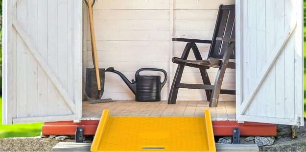 Shed ramp for easy equipment access