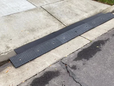 Rubber ramp solution for low cars 40''L x 10''W x 2''H and 1''H