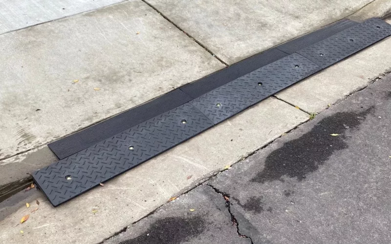 Rubber ramp solution for low cars 40"L x 10"W x 2"H & 1"H