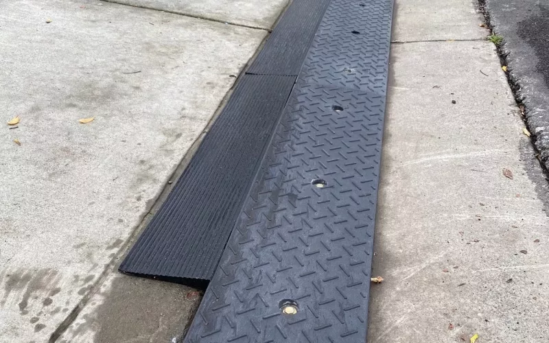 Curb ramp solution for steep driveways 40"L x 10"W x 2"H & 1"H