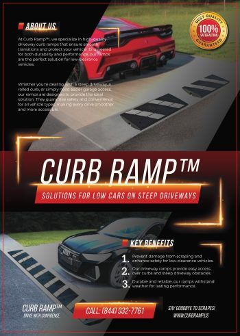 CurbLite rolled curb driveway ramp to prevent undercarriage contact on steep driveways.