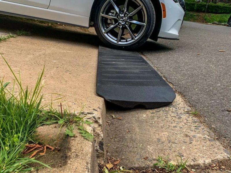 rubber curb ramp for steep driveway access