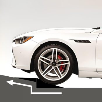 Low-clearance sports car using a ramp to smoothly transition over a driveway lip, designed to prevent scraping and protect the vehicle's undercarriage.