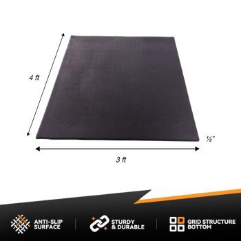 3' x 4' rubber utility mat, 0.5" thick, for garage floors or ramp height adjustment.