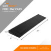 36-inch driveway adapter ramp with 1.25-inch rise and 8-inch depth for low-clearance cars on steep driveways.