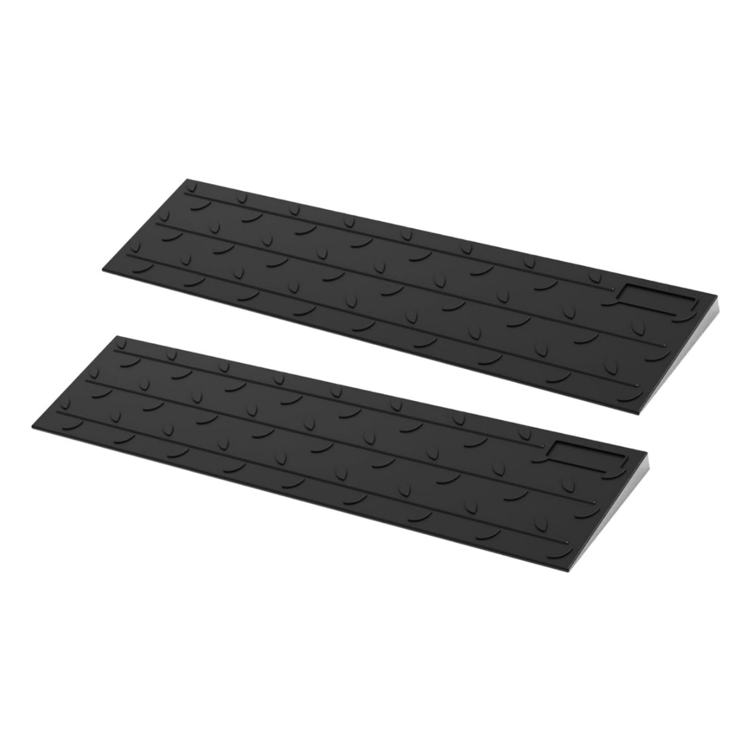 1-Inch Driveway Threshold Ramps – 36x8 Low Car Clearance Set (2 Pack) Pair of 1-inch rubber threshold ramps sized 36 by 8 inches for smoothing small driveway lips and transitions.