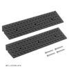 Two heavy-duty 4-inch rubber ramps with mounting hardware designed to help low cars climb steep driveway lips.